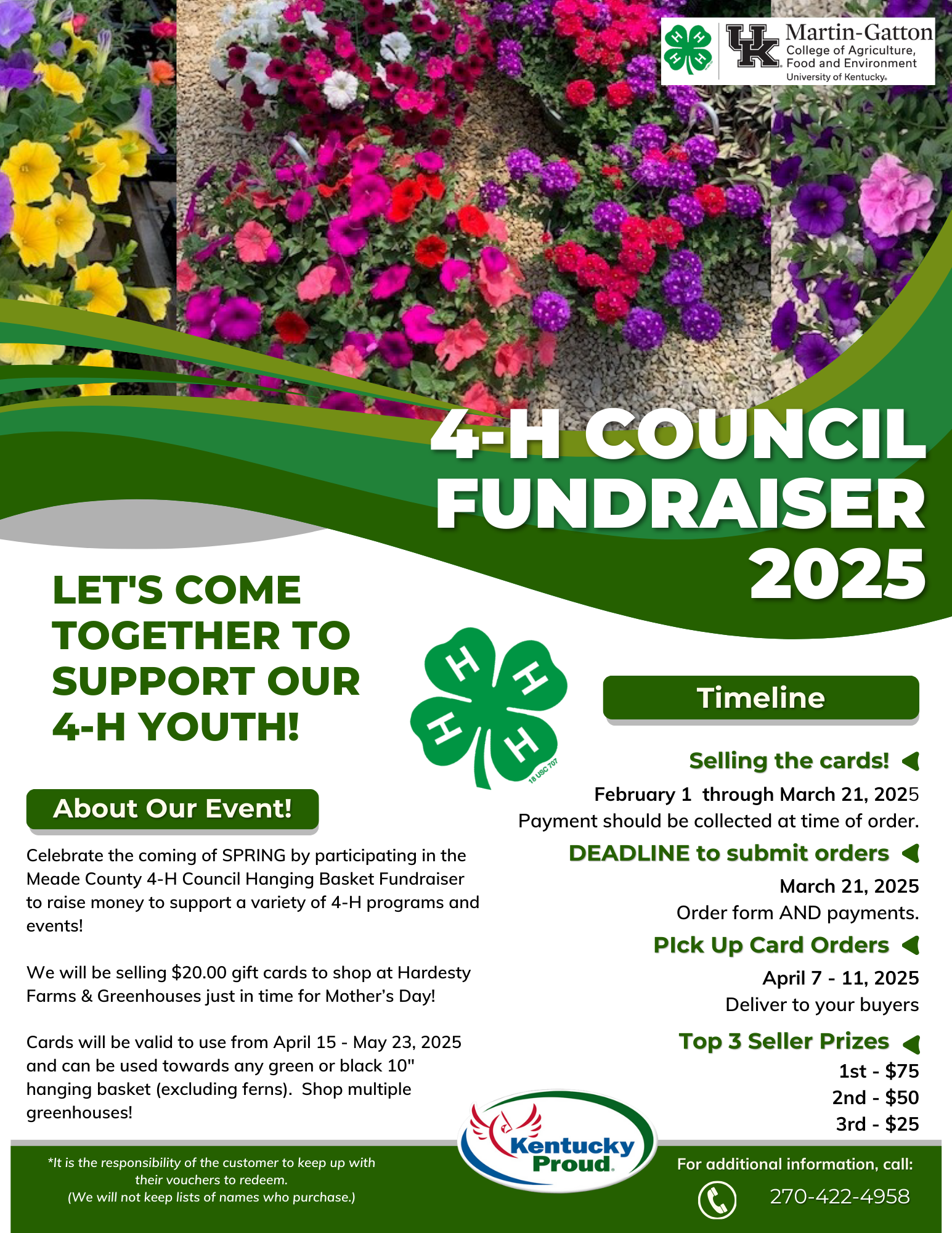 graphic of council hanging basket fundraiser flyer with details