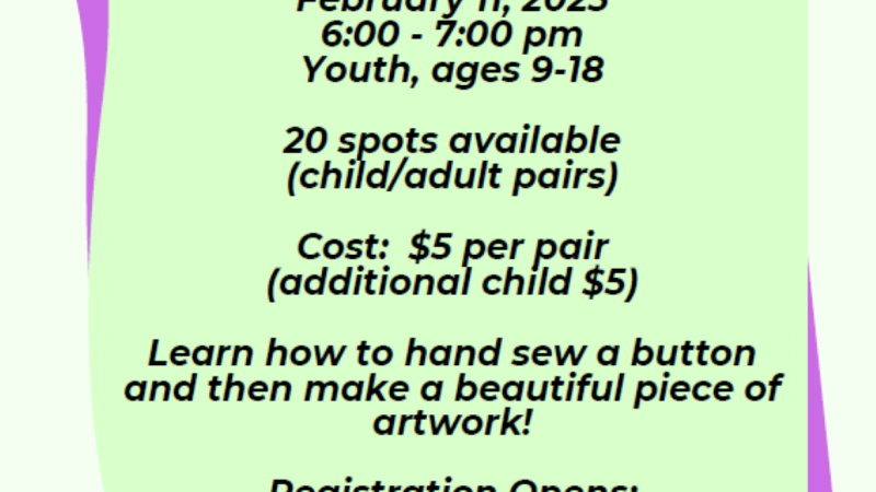 Button Art by Hand, 4-H Workshop, registration required